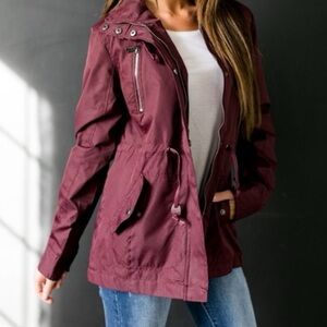 SOLD Streetwear society Burgundy Utility Rain Jacket coat NWOT